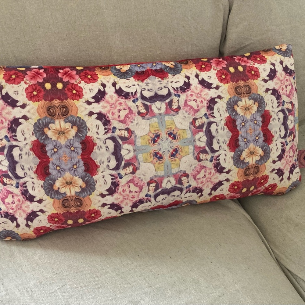 Nuvula REVERSIBLE Frida Kahlo Kaleidoscope Lumbar Cushion Cover 24x12” NWOT